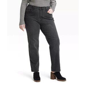 Universal Thread Black Jeans Women Sz 26 High Rise Straight Vintage Stretch NEW